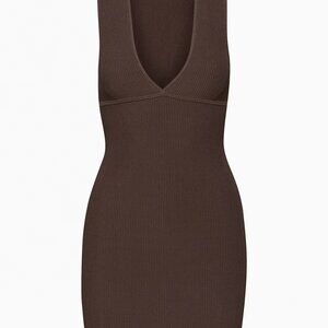 Babaton - Aritzia - Deep V Dress - Brown - S